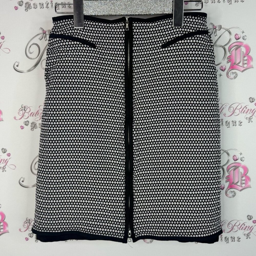 Teenflo skirt lace look classic color block Black and White Pencil Skirt